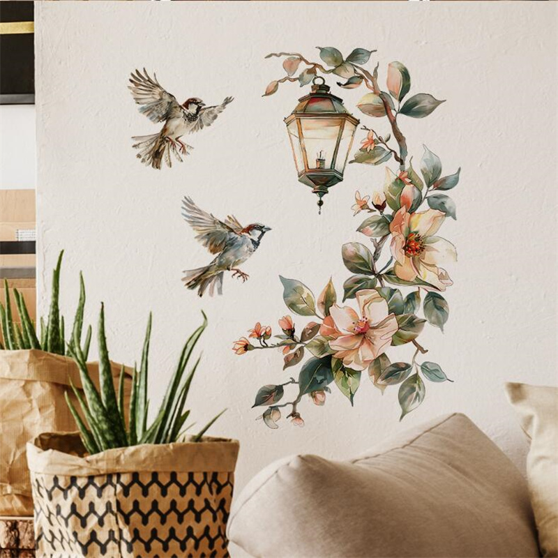 Home Decor Aesthetic Pinterest - Colorful Flower Pendant Lamp Bird Wall