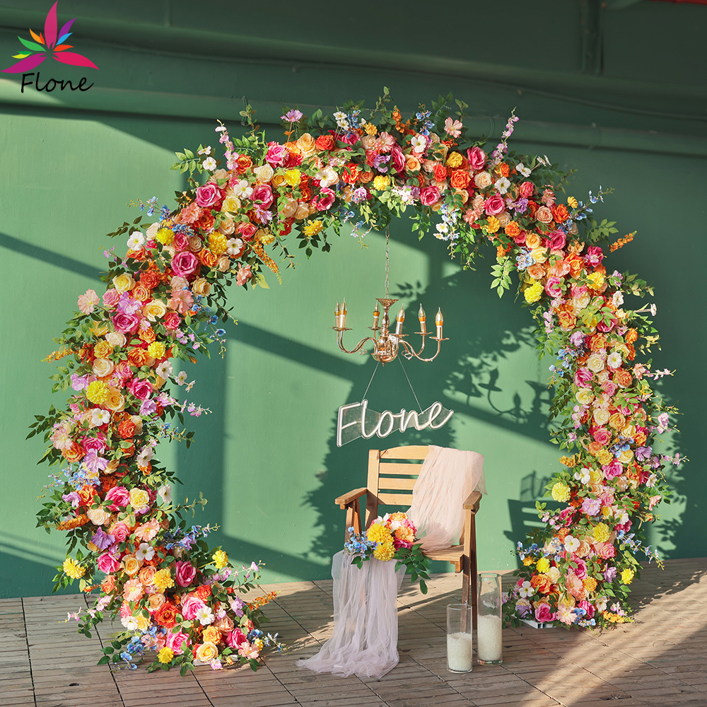 Home Decor Event - Orange Circle Artificial Flowers Runner Garland