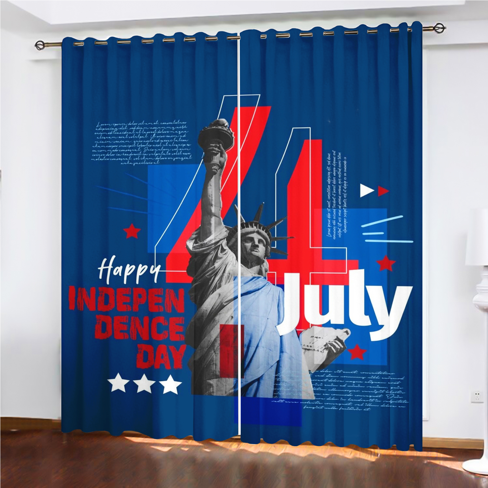 Home Decor Curtain - America 250th Anniversary Curtains, Flag Print