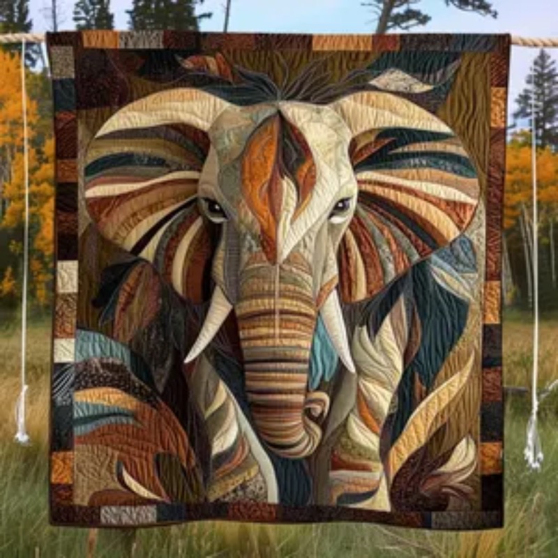 Neutral Throw Blanket - Elephant Quilt – Quilted Blanket Throw