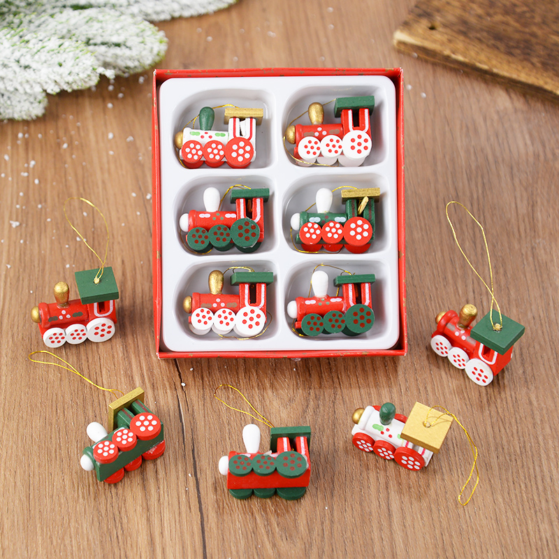 Home Decor Trends 2025 - Wooden Train Pendants Christmas Tree Mini