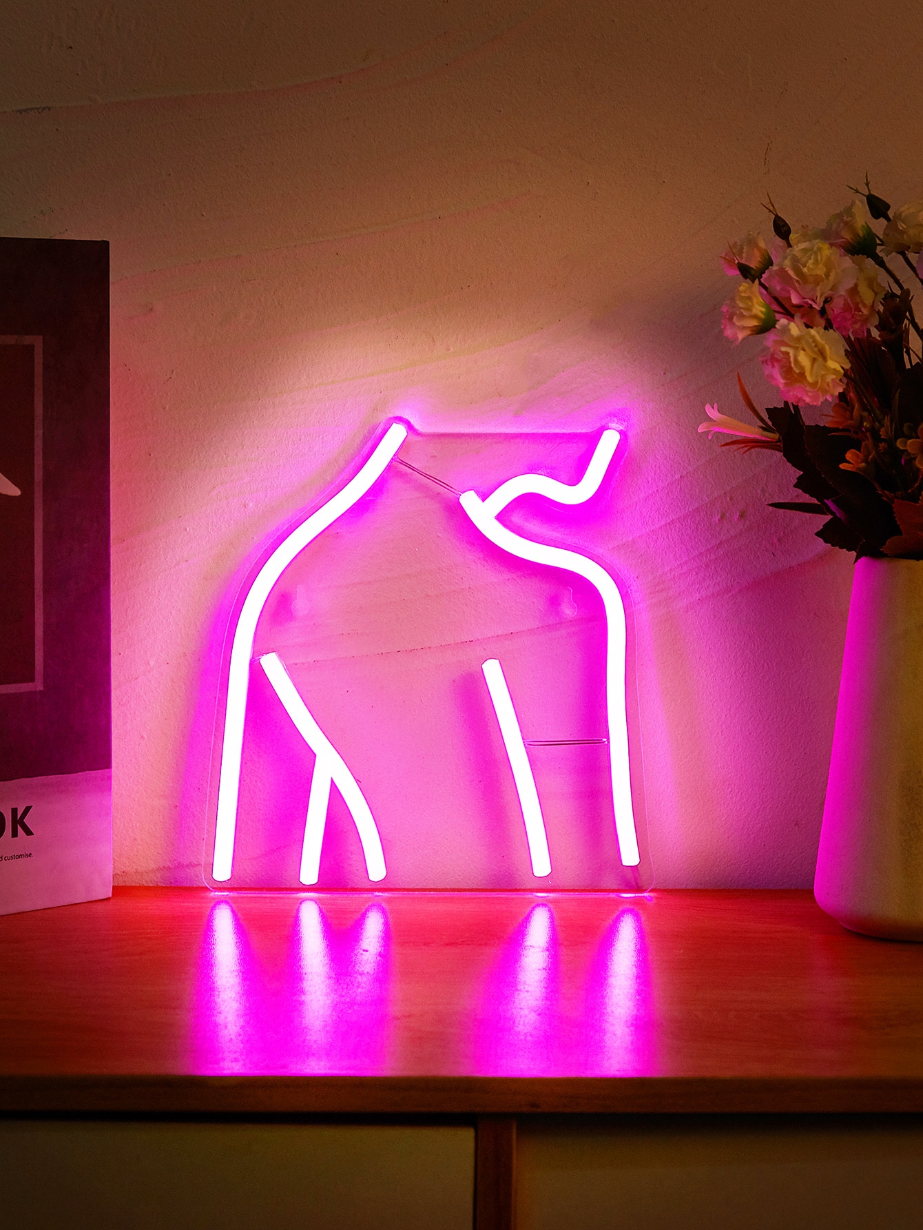 Home Decor Lamp - 1 Pack Pink Lady Silhouette LED