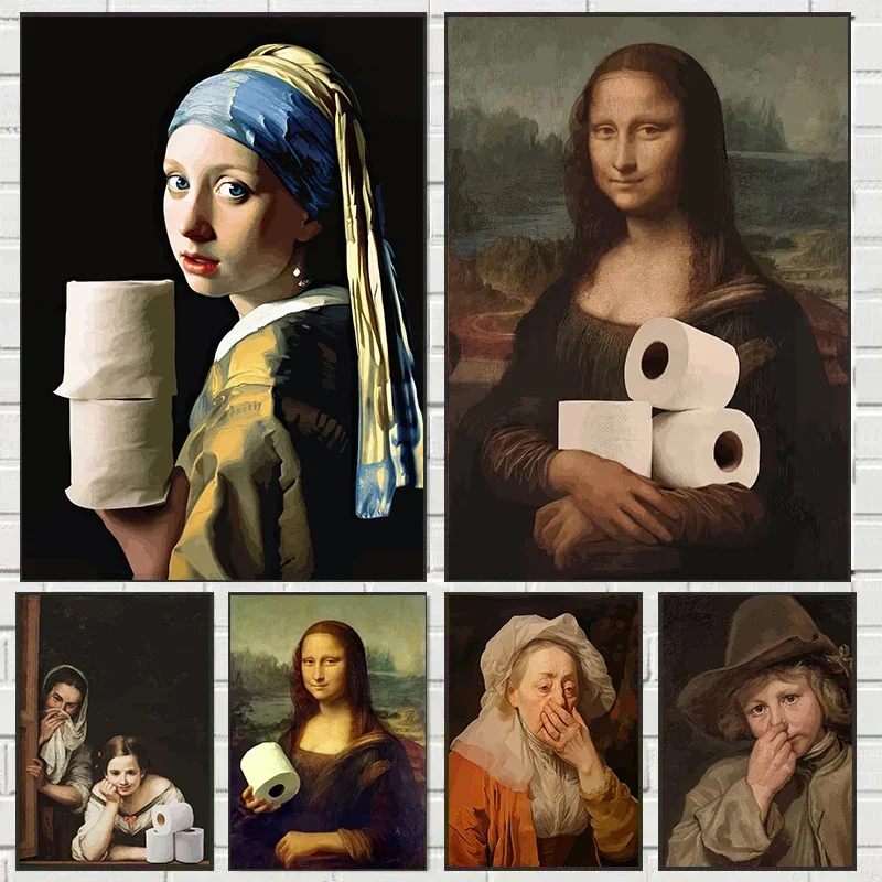 Home Decor Scrap - Funny Mona Lisa Wearing Pearls Girl