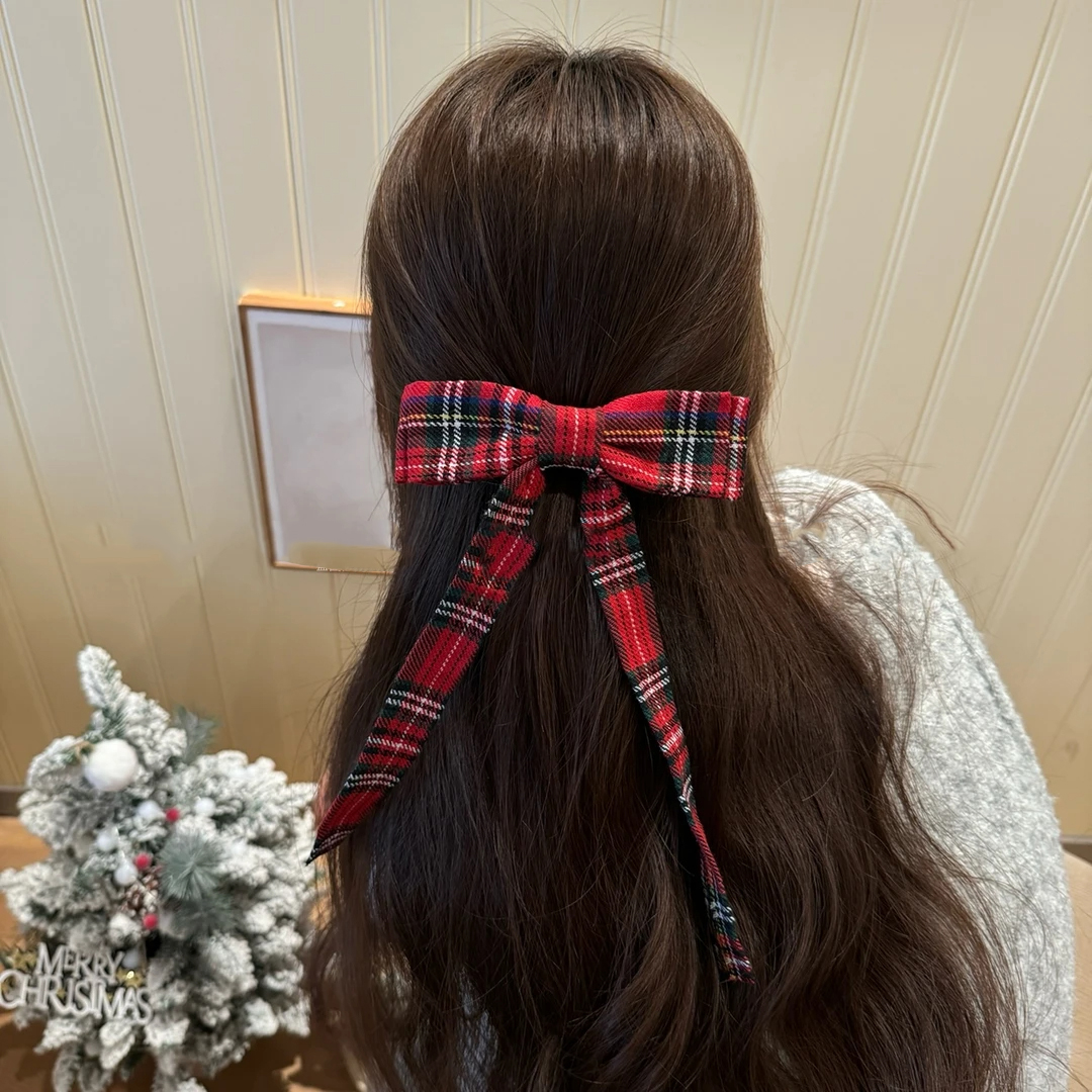 Home Decor Trends 2025 - 2025 Elegant Plaid Ribbon Bow Hairpins