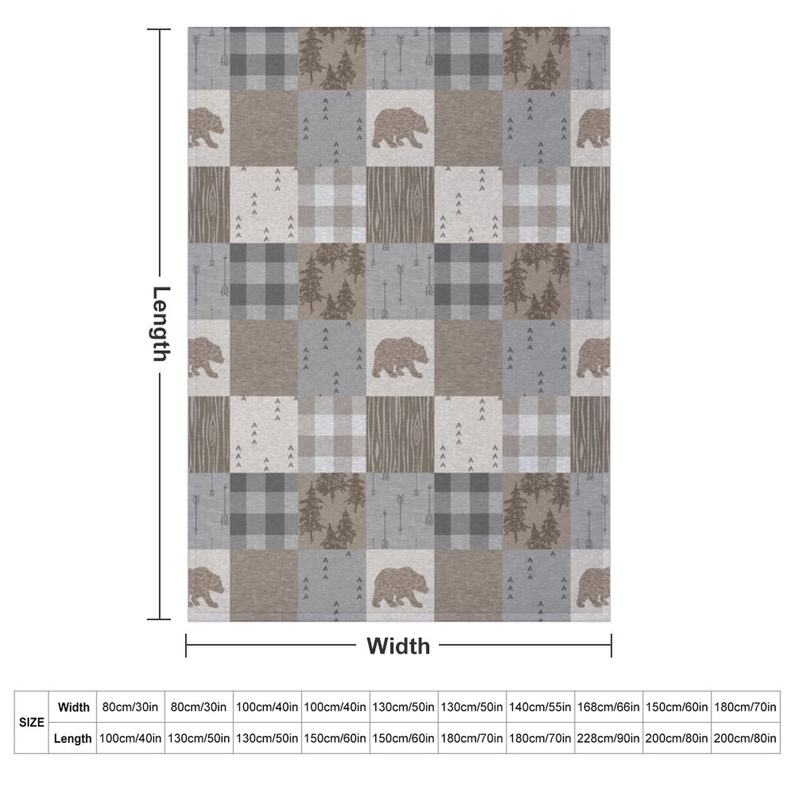 Bear Patchwork - Rustic Neutra - Neutral Throw Blanket 评论和价格
