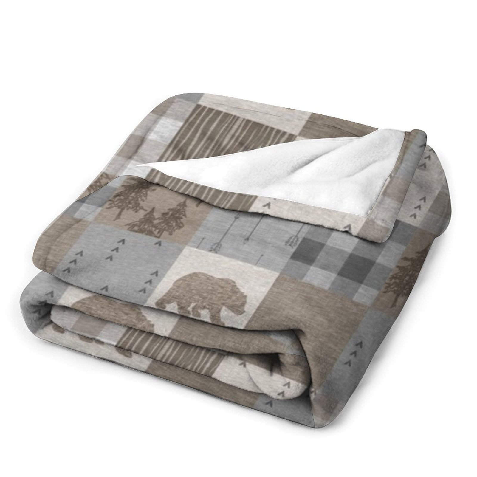 Bear Patchwork - Rustic Neutra - Neutral Throw Blanket 评论和价格