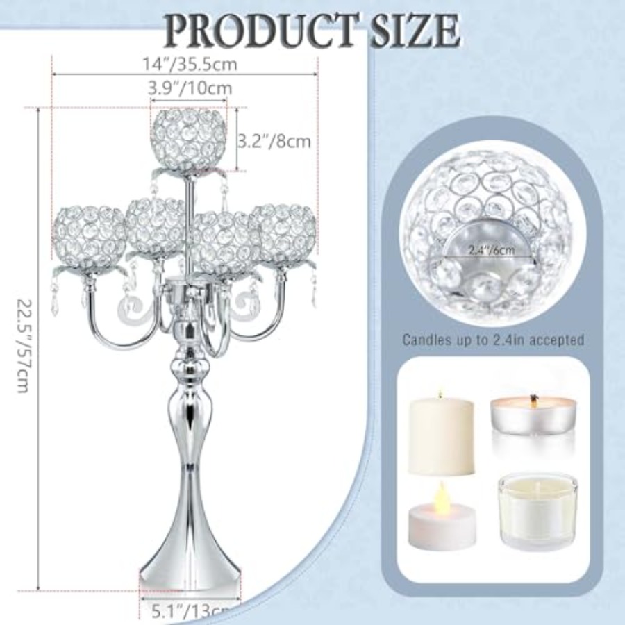 Pcs Elegant 5-Arm Tea Light Ca - Home Decor Event 评论和价格