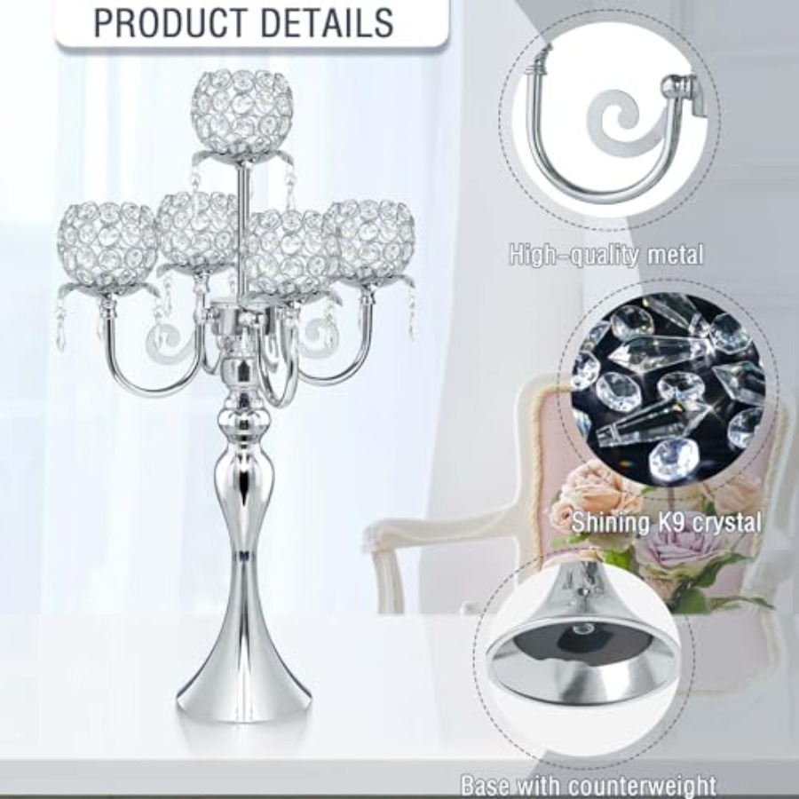 Pcs Elegant 5-Arm Tea Light Ca - Home Decor Event 评论和价格