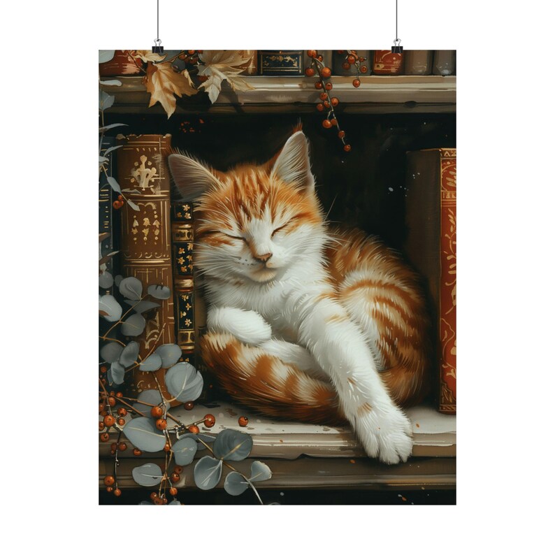 Cute Cat and Book Poster Victo - Victory Home Decor 评论和价格