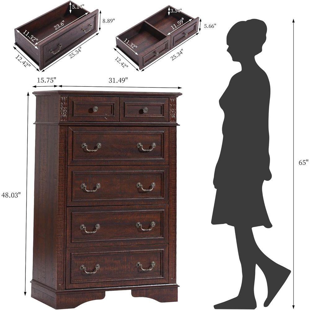 6-Drawer Tall Dresser for Bedr - Home Decor Furniture 评论和价格