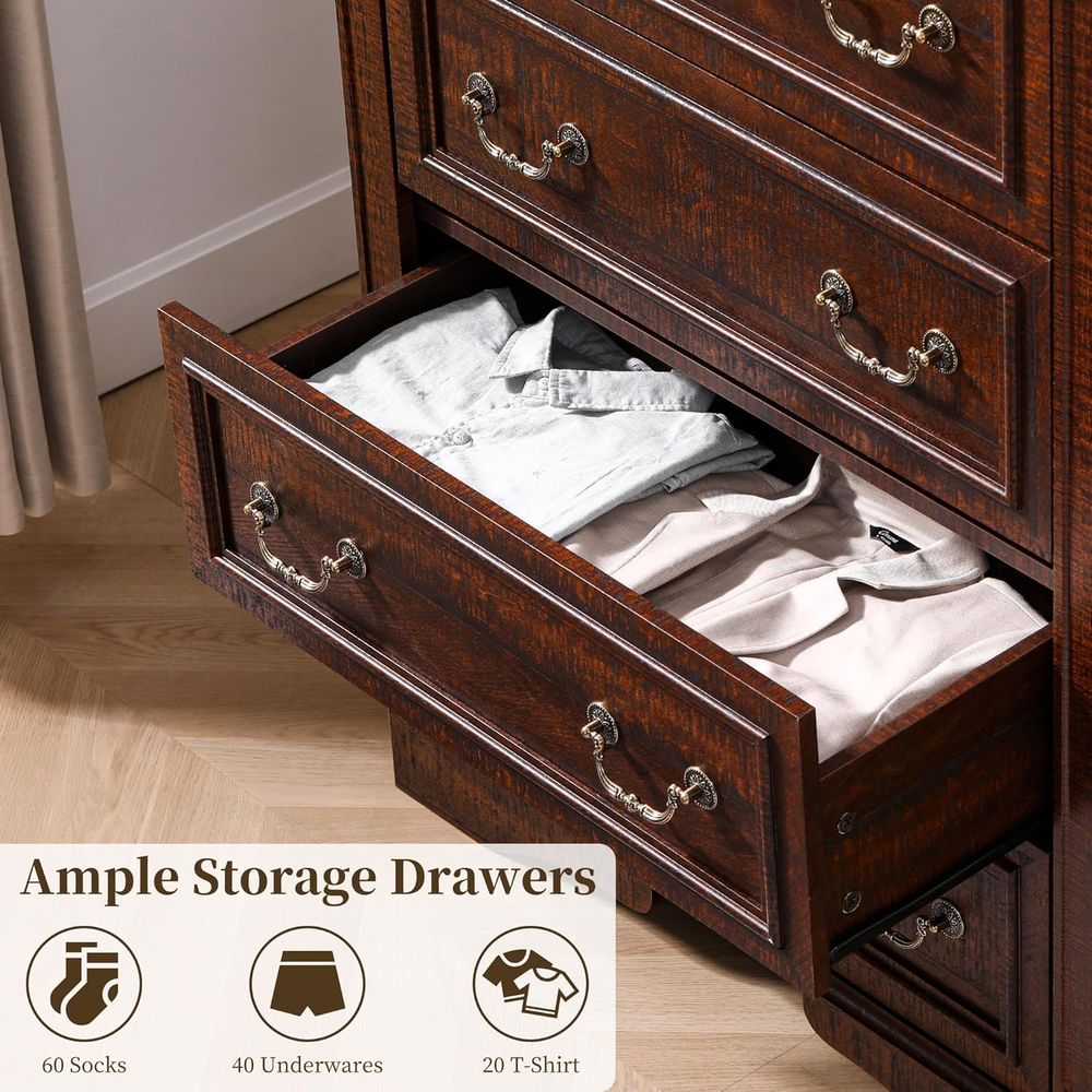 6-Drawer Tall Dresser for Bedr - Home Decor Furniture 评论和价格