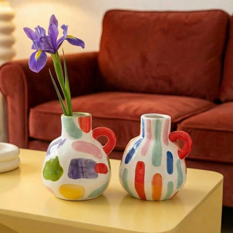 Modern Geometric Ceramic Vase  - Home Decor Dopamine 评论和价格