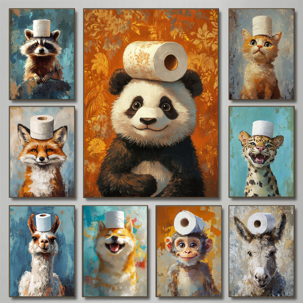 Cartoon Cute Funny Animals wit - Home Decor Scrap 评论和价格
