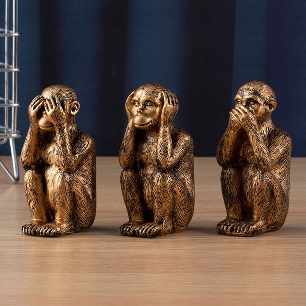 Resin Three Wise Monkeys Figur - Home Decor Aesthetic Pinterest 评论和价格