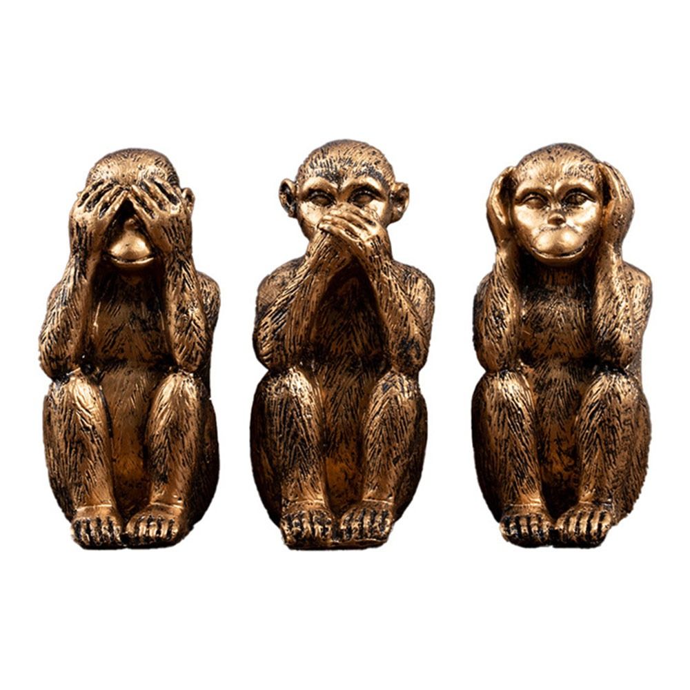 Resin Three Wise Monkeys Figur - Home Decor Aesthetic Pinterest 评论和价格