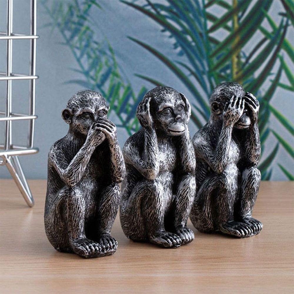 Resin Three Wise Monkeys Figur - Home Decor Aesthetic Pinterest 评论和价格