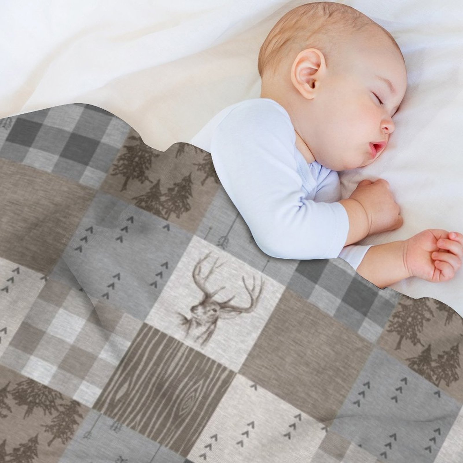 Deer Patchwork - Rustic Neutra - Neutral Throw Blanket 评论和价格