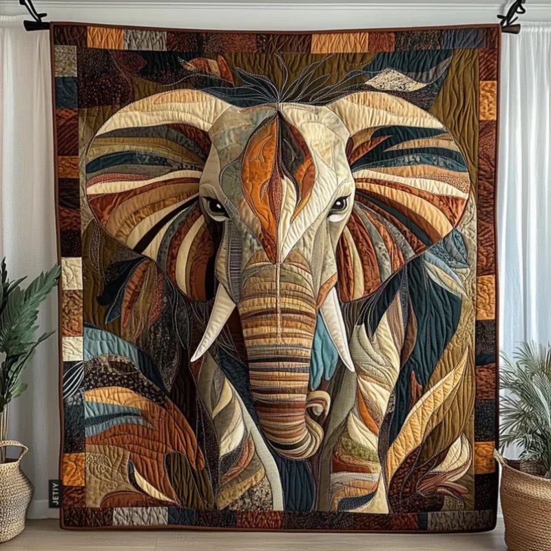 Elephant Quilt – Quilted Blank - Neutral Throw Blanket 评论和价格