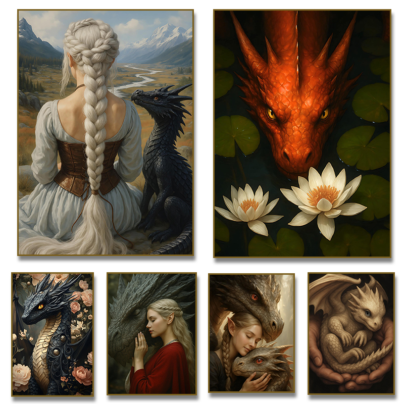Fantasy Dragon with Maiden Can - Home Decor Gothic 评论和价格