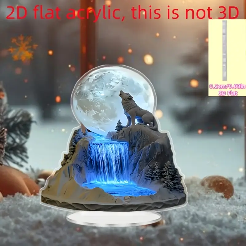 1PCS 2D Flat Wolf And Full Moo - Sand Art Picture 评论和价格