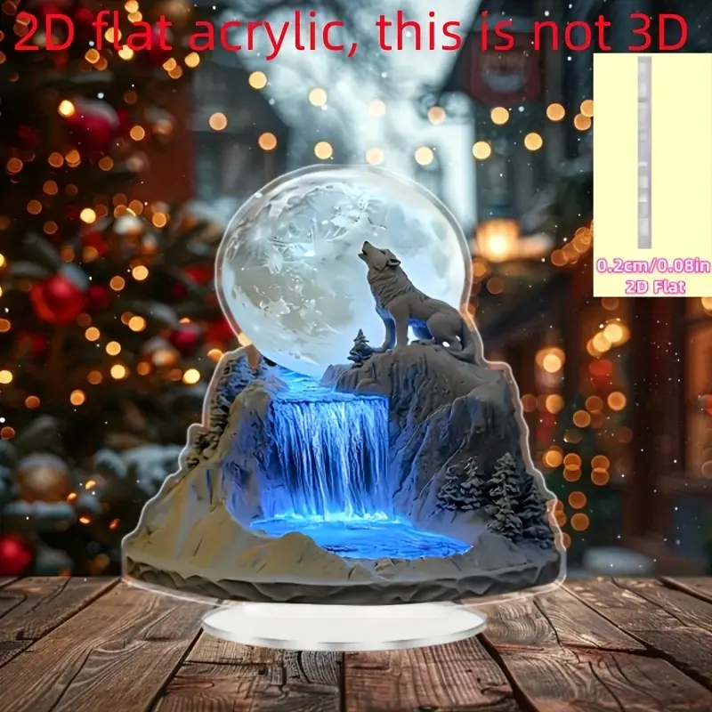 1PCS 2D Flat Wolf And Full Moo - Sand Art Picture 评论和价格