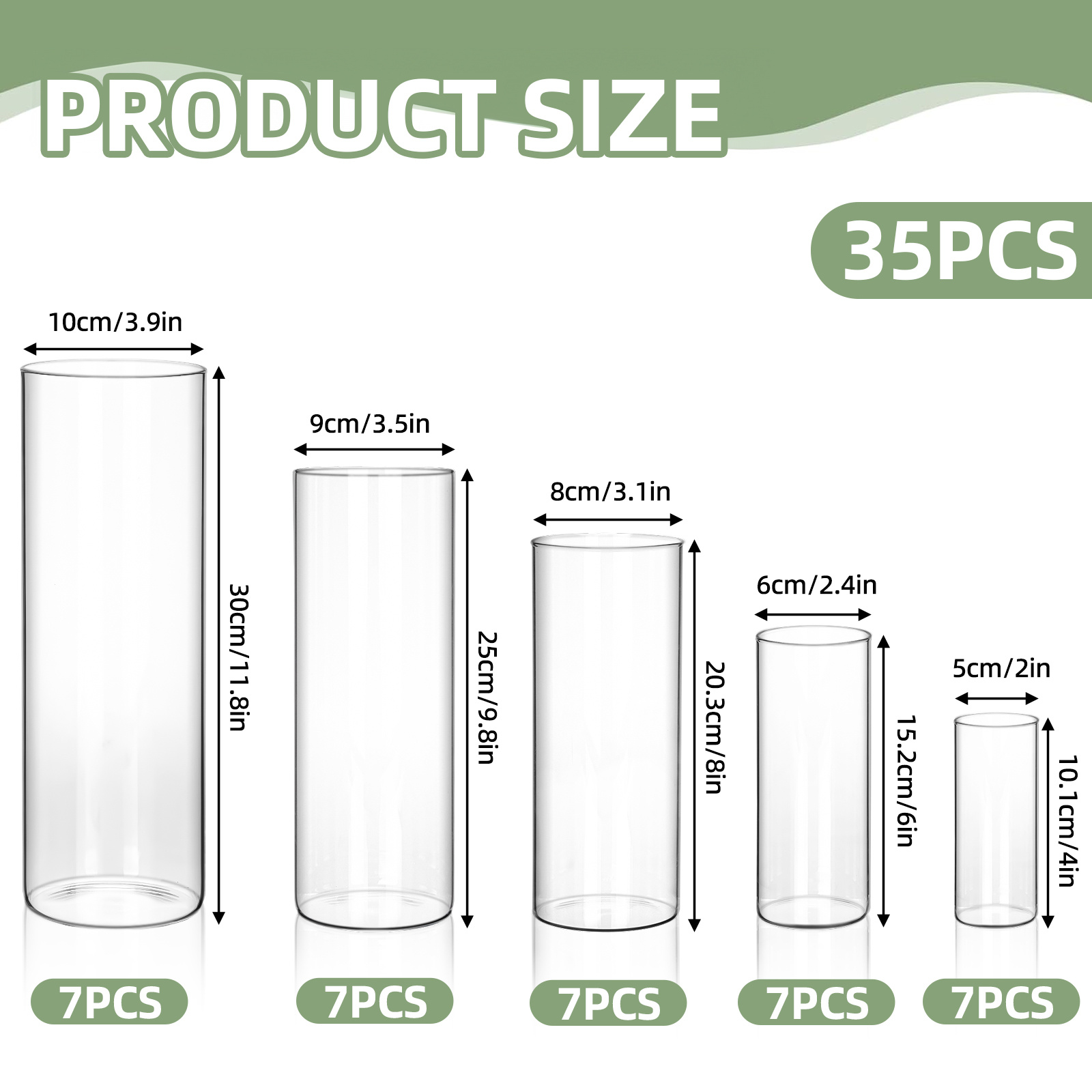 WHONLINE 35pcs Clear Glass Cyl - Home Decor Event 评论和价格