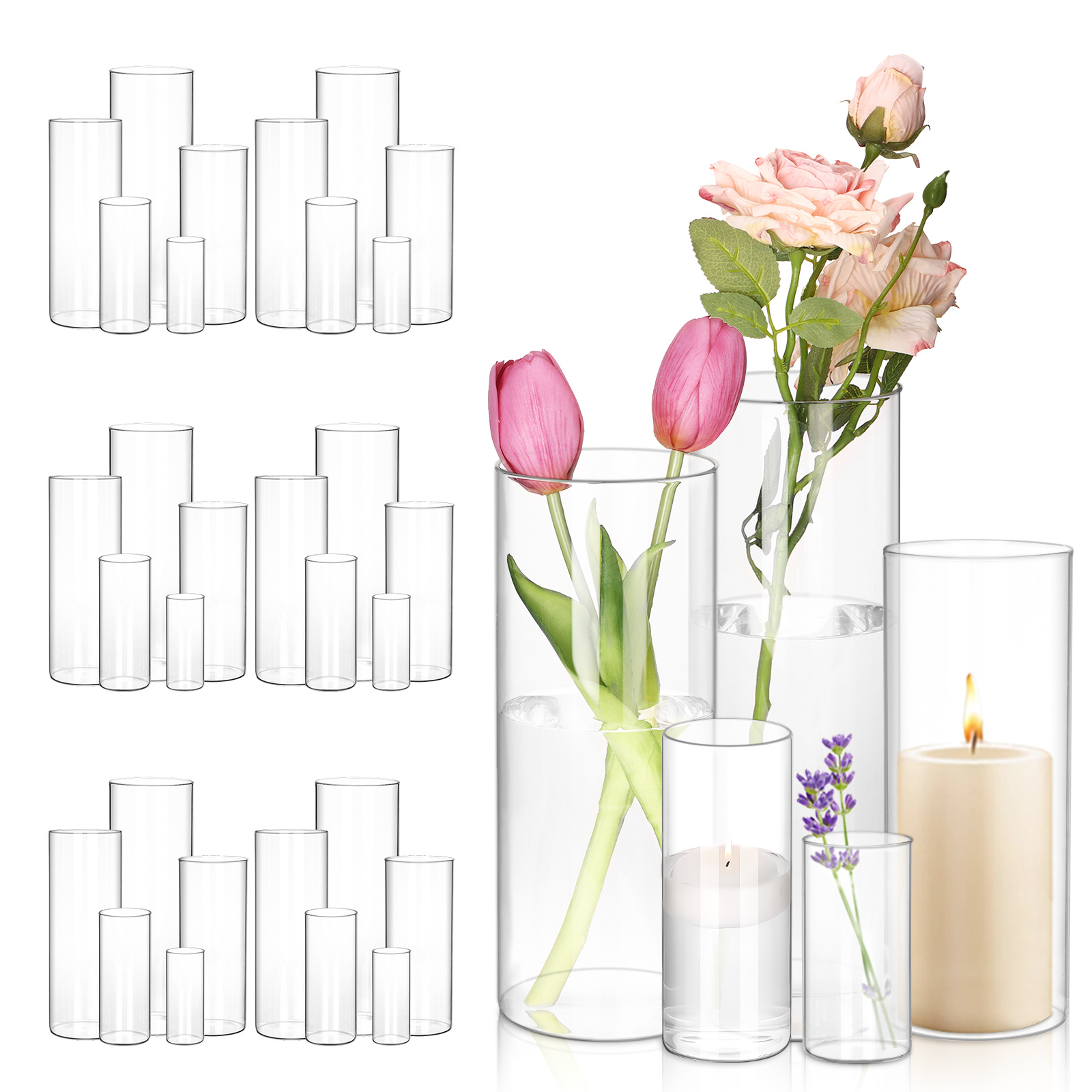 WHONLINE 35pcs Clear Glass Cyl - Home Decor Event 评论和价格