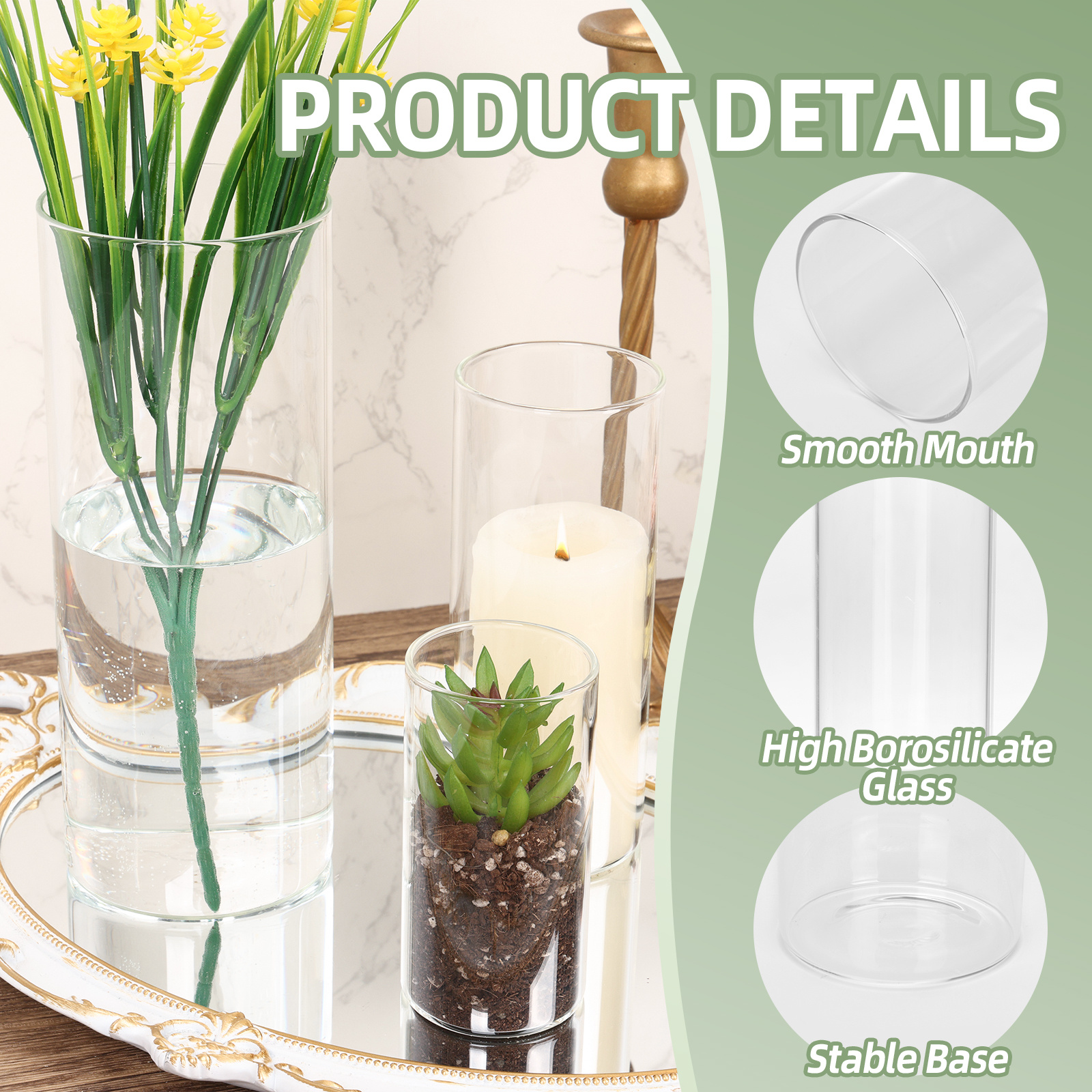 WHONLINE 35pcs Clear Glass Cyl - Home Decor Event 评论和价格