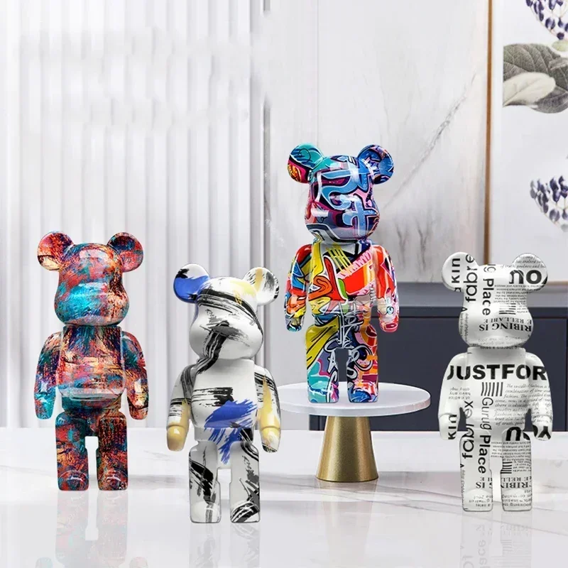 27cm Graffiti Bear Statue Pain - Home Decor Aesthetic Pinterest 评论和价格