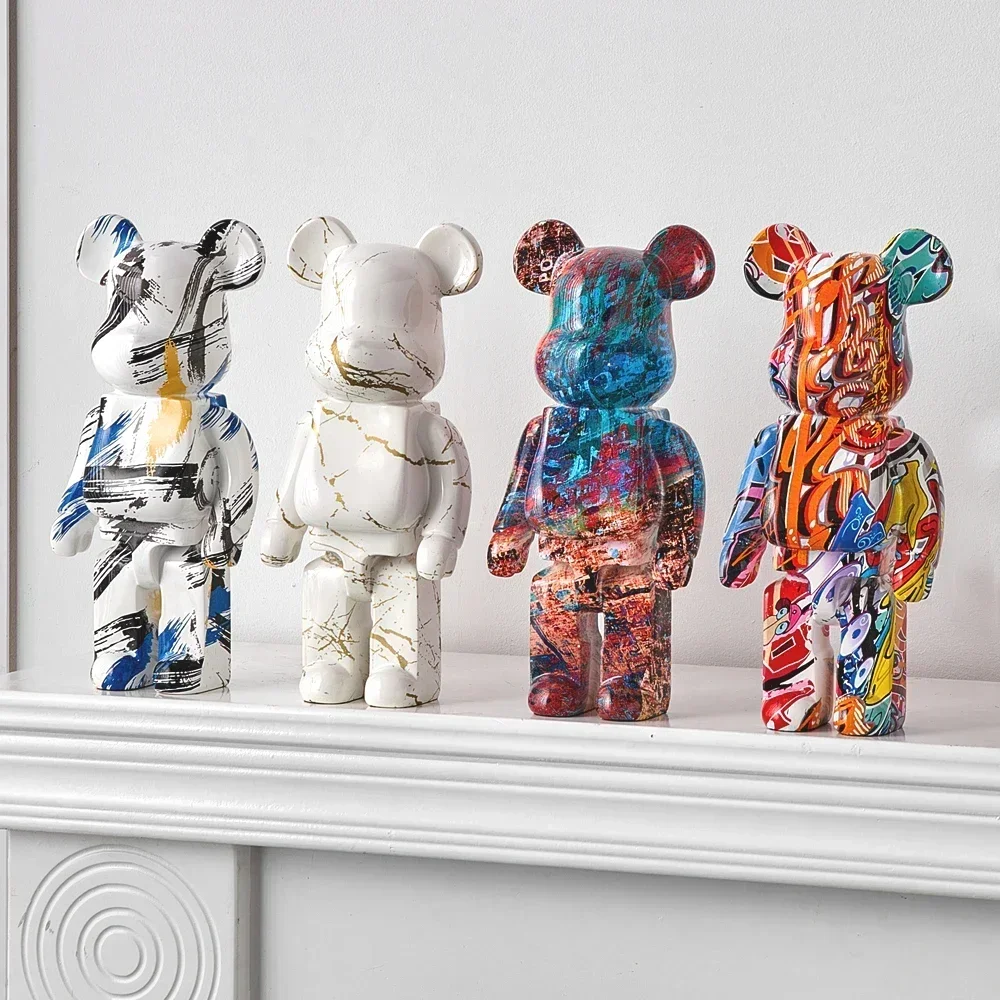 27cm Graffiti Bear Statue Pain - Home Decor Aesthetic Pinterest 评论和价格