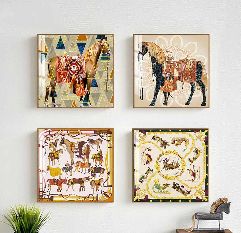 Modern Horses Canvas Painting  - Home Decor Hermes 评论和价格