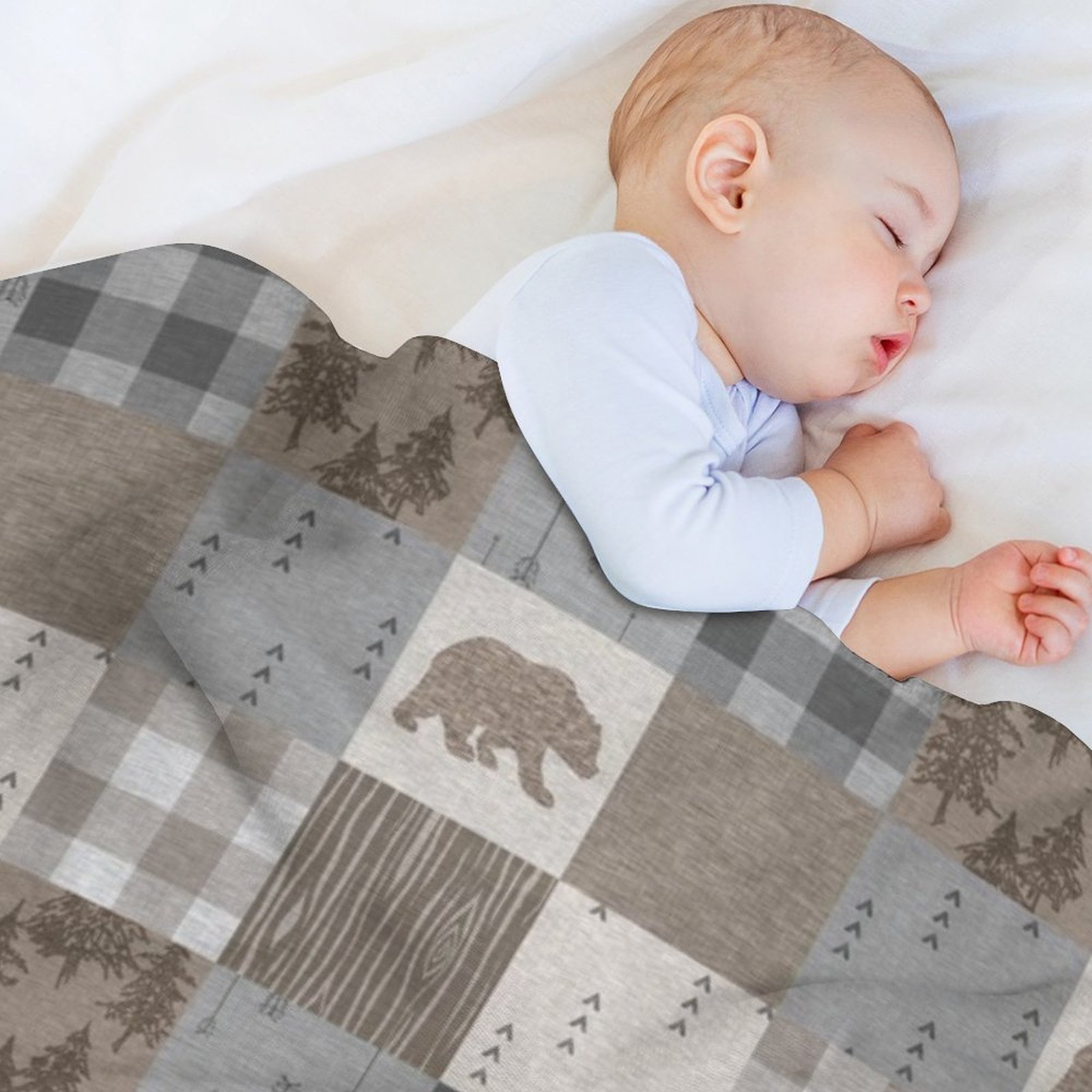 Bear Patchwork - Rustic Neutra - Neutral Throw Blanket 评论和价格