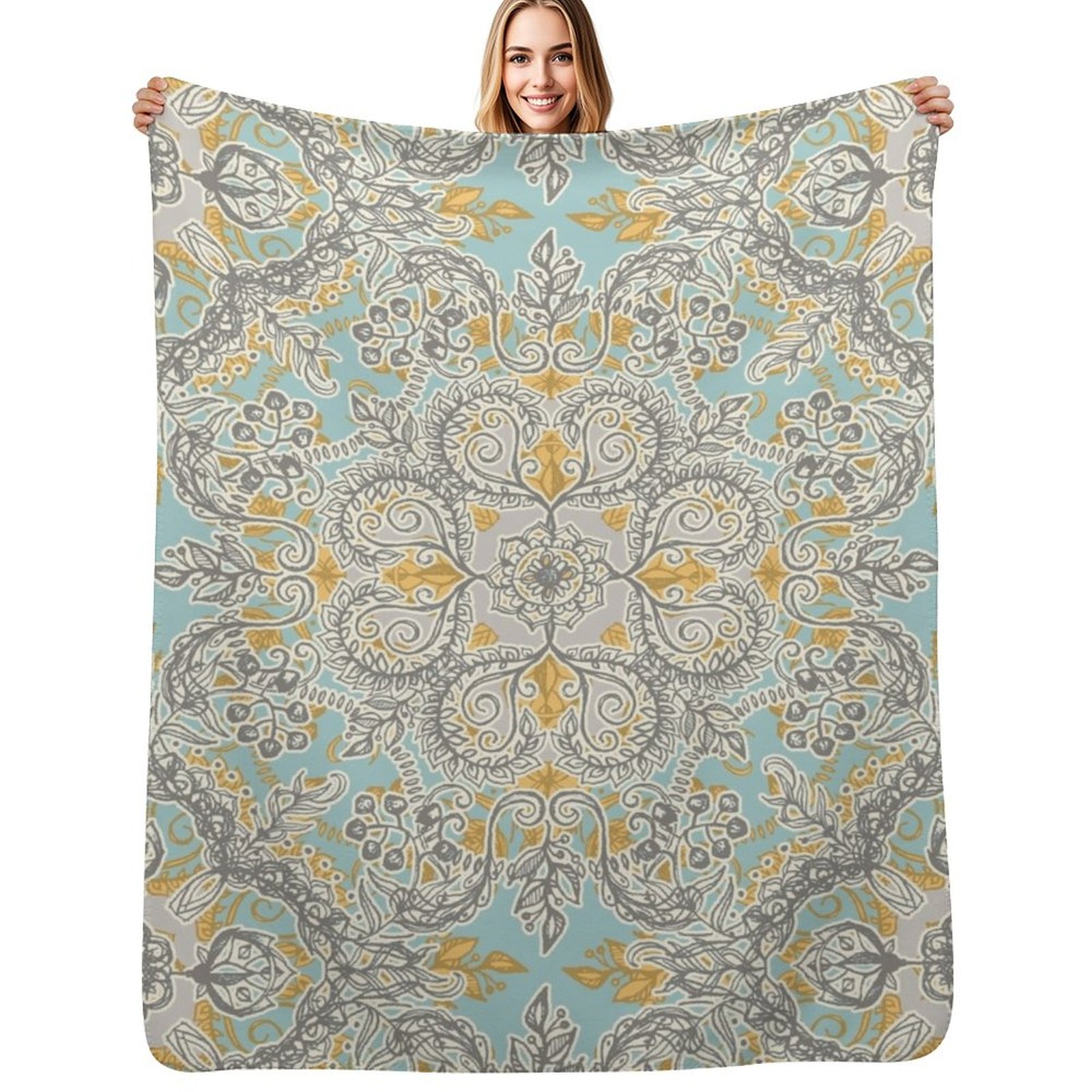 Gypsy Floral in Soft Neutrals, - Neutral Throw Blanket 评论和价格