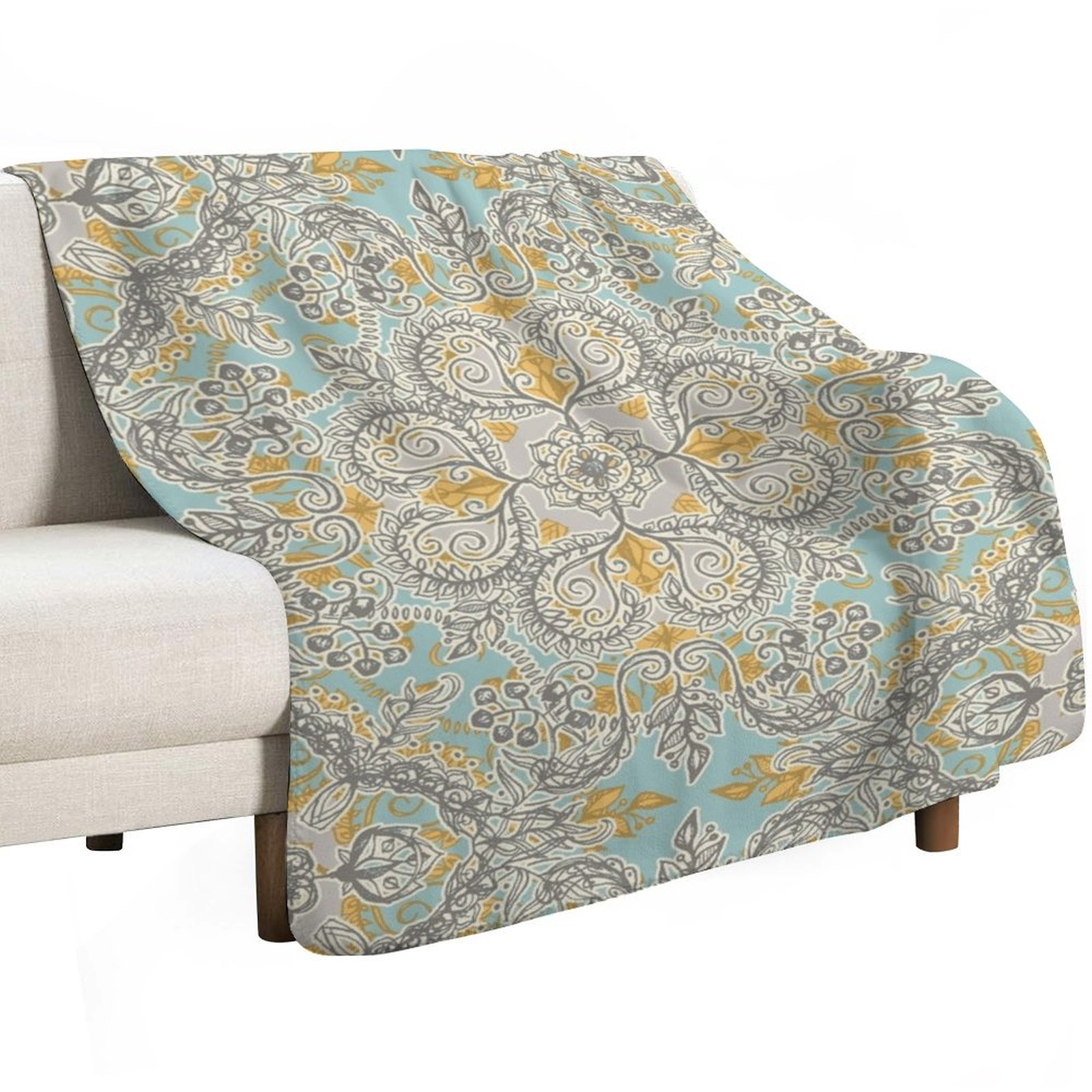 Gypsy Floral in Soft Neutrals, - Neutral Throw Blanket 评论和价格