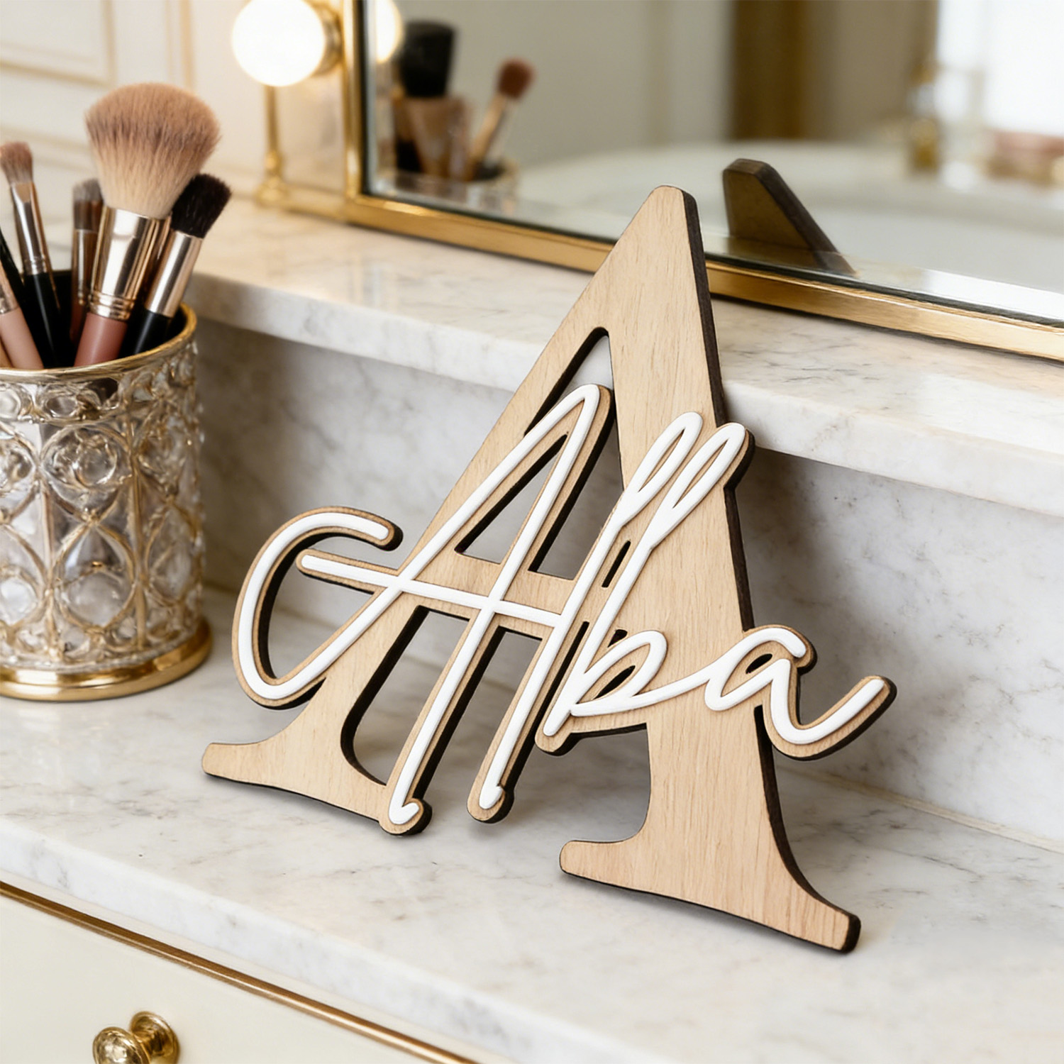1pc Double-layer Wooden Name D - Home Decor Inspo 评论和价格