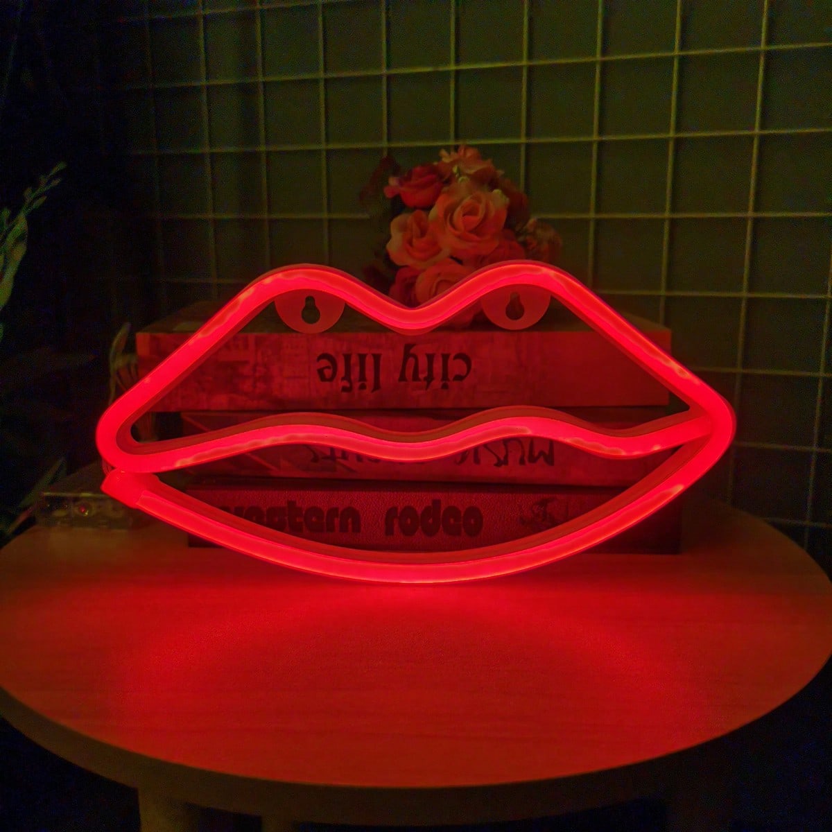 1 Pack Red Lips LED Neon Sign, - Home Decor Lamp 评论和价格